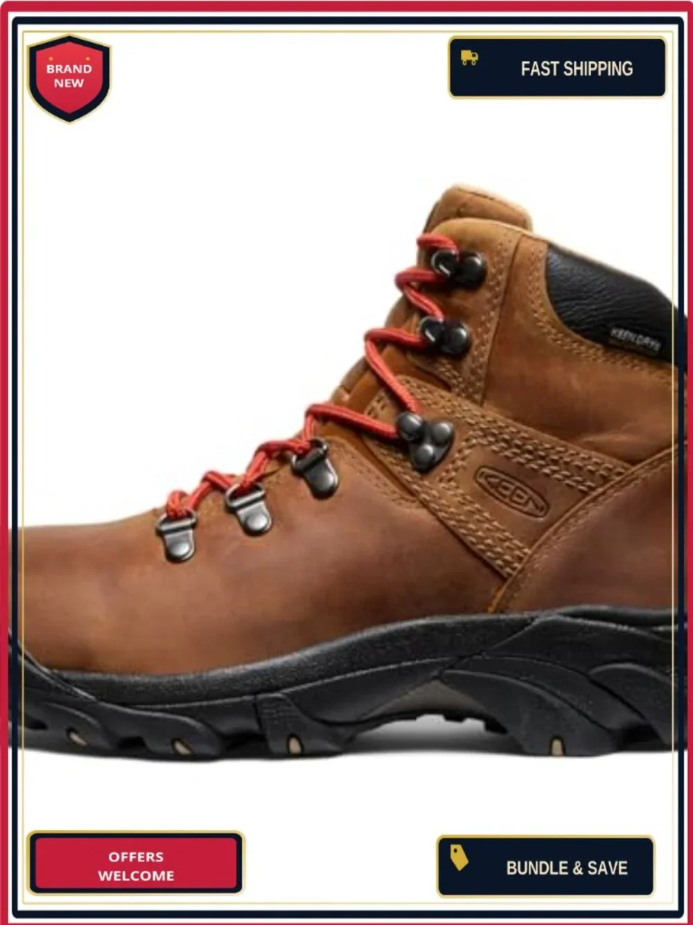 Waterproof Leather Hiking Boots Mid Height Lace Up Traction Outdoor